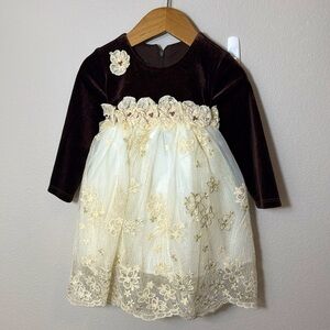 New 18 month cream and deep eggplant Isabella & Chloe dress